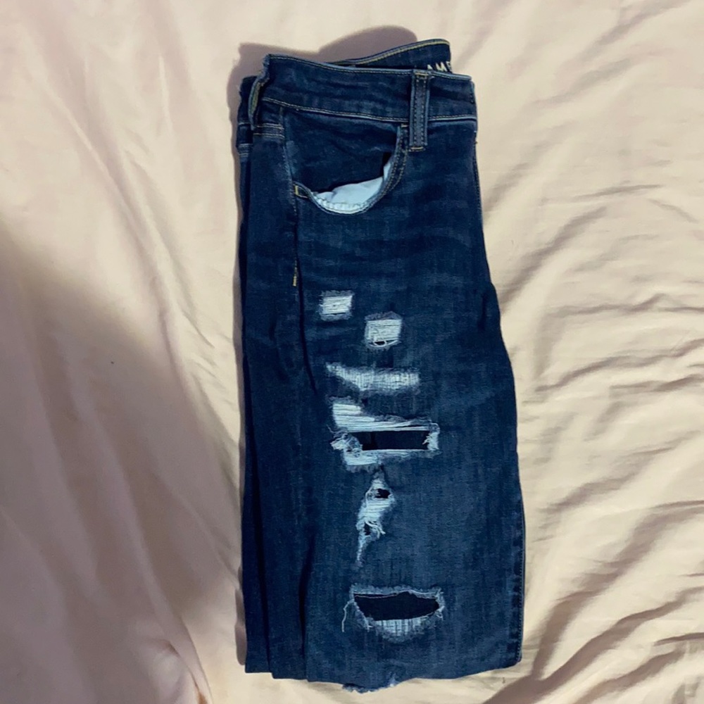 American Eagle jeggings, ripped dark wash